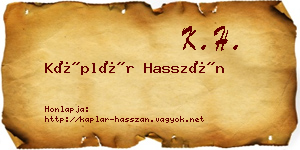 Káplár Hasszán névjegykártya